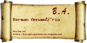 Berman Annamária névjegykártya